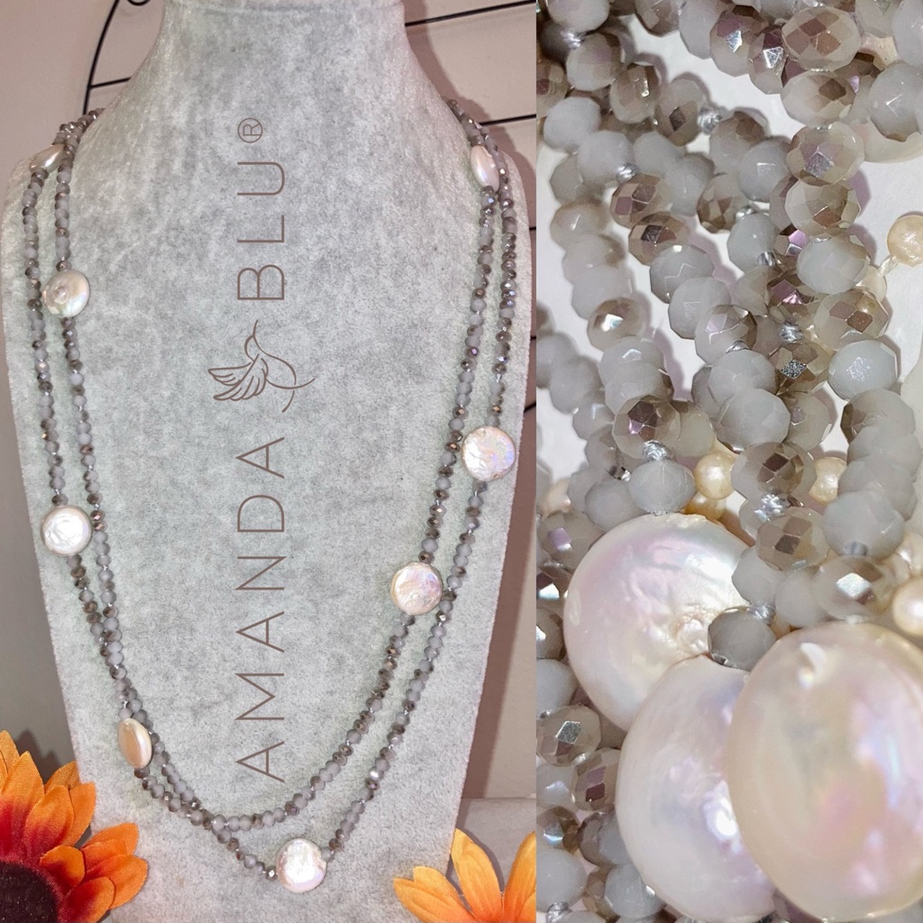 Amanda Blu Extra Long Genuine Pearl Beaded Station Necklace 25$